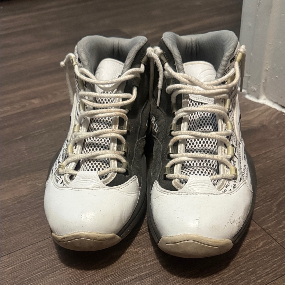 Reebok men’s White and Gray Graphic High-Top Sneakers - Picture 2 of 4